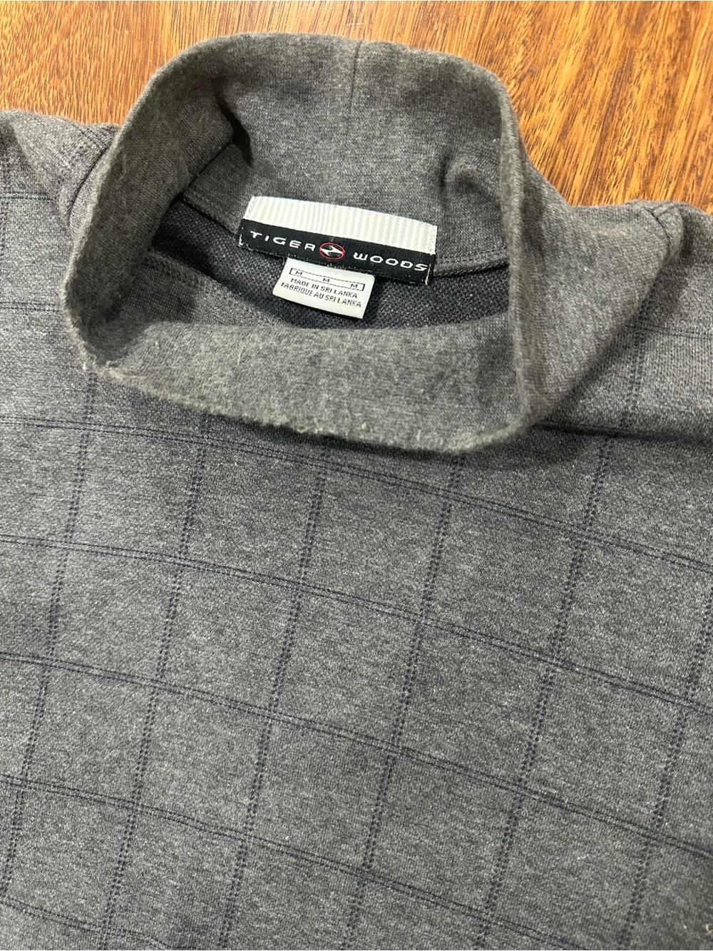 Vintage Nike Golf Tiger Woods Collection Gray Grid Long Sleeve Mock Neck Men’s M